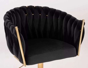 LuxuryForm DESIGN Kreslo NORDEN VELUR na zlatej podstave s kolieskami - čierne