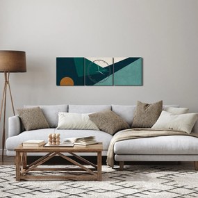 Obraz - Kubistická abstrakcia (s hodinami) (90x30 cm)