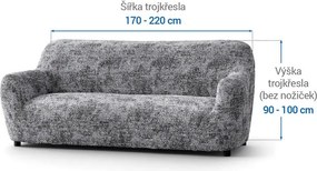 Bielastické poťahy MARMO šedé trojkreslo (š. 170 - 220 cm)