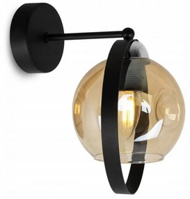 Minimalistická nástenná lampa s medovým skleneným tienidlom