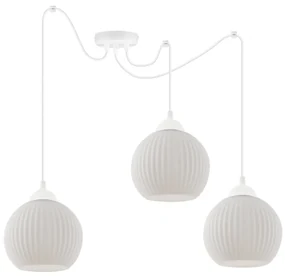 Závesné svietidlo Riffle Round Spider, 3x biele sklenené tienidlo, w