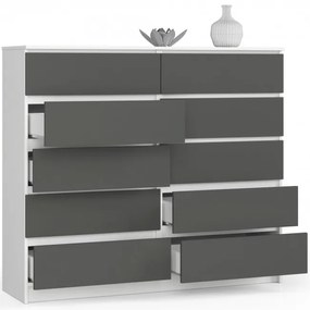 Komoda K140 10SZ CLP biela / sivá