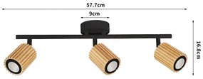 Brilagi - Bodové svietidlo MODERN WOOD 3xGU10/8W/230V kaučukovník/čierna