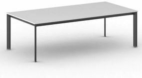 Kancelársky stôl PRIMO INVITATION, čierna podnož, 2400 x 1200 mm, biela