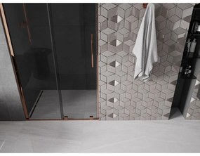 Mexen Velar L, posuvné sprchové dvere do otvoru 90 cm, 8mm šedé sklo, ružové zlato, 871-090-003-41-60