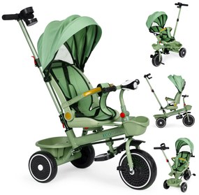 ECOTOYS Trojkolka/ kočík, 2v1, s otočným sedadlom a sklopnou strieškou, zelená