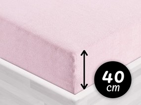 Froté napínacie prestieradlo na extra vysoký matrac FR-032 Púdrovo ružová 90 x 200 - výška 40 cm