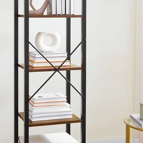 SongmicsHome Policový regál na knihy NOEL, 40x30x187,5cm, čierna/hnedá