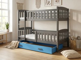 Poschodová posteľ KUBO 200x90 | grafitová - modrá