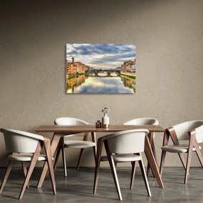 Sklenený obraz mesta s riekou (70x50 cm)