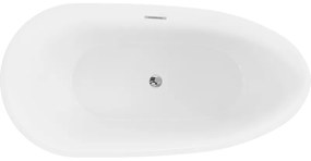 Mexen Eos, voľne stojaca vaňa 150 x 75 cm, biela-čierna, chrómový prepad, 52471507575-01
