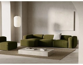 Zelená menčestrová rohová pohovka (ľavý roh/s leňoškou) Bergamo – Cosmopolitan Design