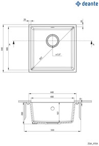 Deante Corda, 1-komorový drez 440x440x200mm, šedá metalíza, DEA-ZQA_S10A