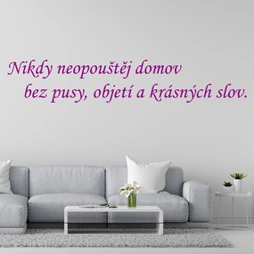 Veselá Stena Samolepka na stenu na stenu Nikdy neopúšťaj domov bez pusy, objatia a krásnych slov Farba: černá