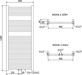 Mexen Pluton vykurovacie teleso 1200 x 500 mm, 487 W, zlatá lesklá, W106-1200-500-00-50