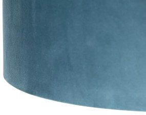 Závesné svietidlo čierne s modrými a zlatými zamatovými tienidlami 35 cm 2-svetlo - Blitz