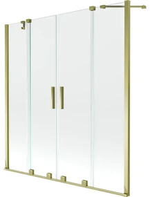 Mexen Velar Duo vaňová zástena dvojkrídlová Posuvný 140 x 150 cm, Priehľadné, zlatý - 896-140-000-02-50