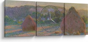 Obraz - Claude Monet, Stacks of Wheat (End of Summer) , reprodukcia (s hodinami) (90x30 cm)