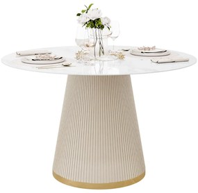 JEDÁLENSKÝ STÔL NAZARIO BIELY MRAMOR + BÉŽOVÝ 120 cm