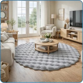 Koberec Rabbit Bubble strieborný kruh