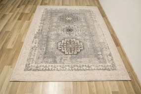 Koberec Dywilan Moon Torino Silver kosoštvorce / ornamenty, sivý / modrý