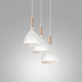 Luster na lanku NOAK WOOD 3xE27/15W/230V biela/buk