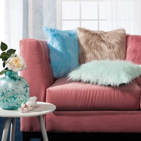 CHLPATÁ DEKORAČNÁ OBLIEČKA NA VANKÚŠ 819 45X45 CM TMAVOMODRÁ