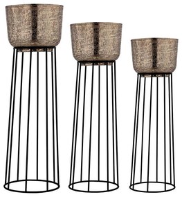 Eglo 428095 - SADA 3x Kovový kvetináč OKAYAMA čierna/zlatá