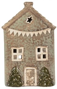 Zelený keramický domček na čajovú sviečku Lamont - 10*8*15 cm