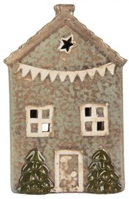Zelený keramický domček na čajovú sviečku Lamont - 10*8*15 cm