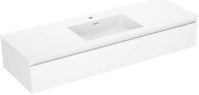 Mexen Orio, kúpeľňová skrinka 140 cm s umývadlom Otis, 1 zásuvka, biela matná, 91A10-14023-1-BF01-W18M01