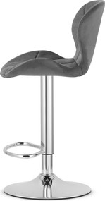 Sada 2 barových stoličiek WEST  zamatová sivá / chrómová podnož
