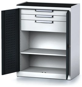 Dielenská skriňa MECHANIC, 1170x920x500 mm, 2 police, 2 zásuvky, antracitové dvere