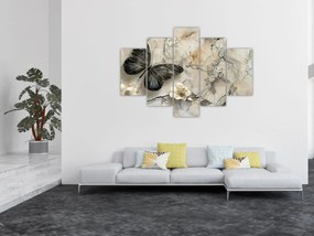 Obraz - Mramorové pozadie s motýľmi (150x105 cm)