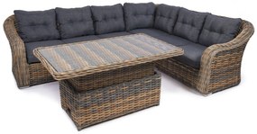 Rohová súprava MONTE CARLO hnedo-sivá s polohovateľným stolom verzia rohu: pravý roh