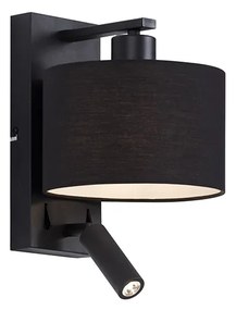 Moderná nástenná lampa čierna okrúhla s lampou na čítanie - Puglia