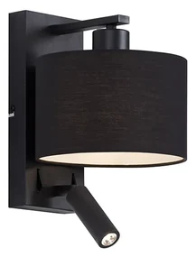 Moderná nástenná lampa čierna okrúhla s lampou na čítanie - Puglia