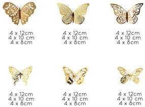Sada 36 samolepiacich nástenných motýľov v zlatej farbe Ambiance Butterflies Gold