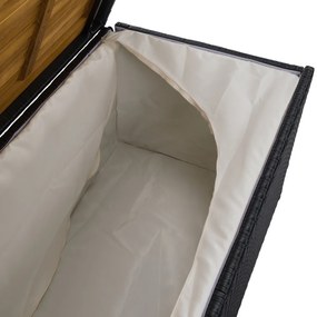Záhradný úložný box/lavička,čierna/prírodná/krémová, BEMUS