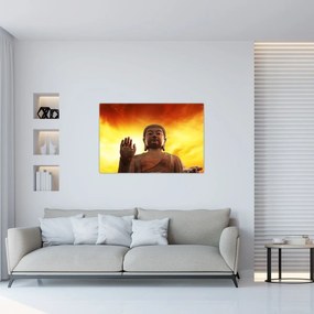 Obraz - Budha s červenožltým pozadím (90x60 cm)
