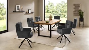 Otočná jedálenská stolička Sofia, šedá štruktúrovaná látka