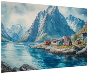 Obraz - Nórska dedinka (90x60 cm)