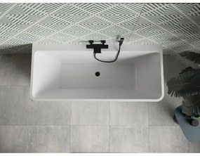 Mexen Volta, voľne stojaca vaňa ku stene 170 x 75 cm, biela, čierny matný prepad, 51131707500-70