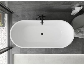 Mexen Montana, voľne stojaca vaňa 180 x 90 cm, biela, čierny matný prepad, 52011809000-70