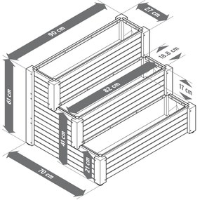 Schodový vyvýšený záhon s 3 úrovňami »Tinus«