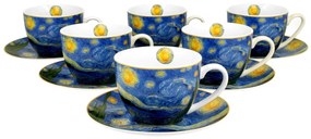 Porcelánová šálka s podšálkou Van Gogh Starry Night 250 ml sada 6ks