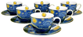 Porcelánová šálka s podšálkou Van Gogh Starry Night 250 ml sada 6ks