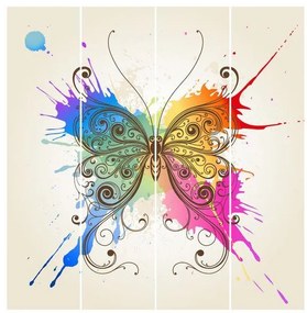 MANUFACTURER -  Súprava posuvnej záclony - Akvarel Butterfly  - 4 panely