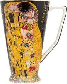 HOME ELEMENTS Porcelánový hrnček 500 ml, Klimt, Bozk čierny