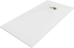 Mexen Hugo, obdĺžniková sprchová vanička SMC 180 x 90 cm, biela, zlatá krytka, 42109018-G